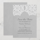Grey Elegant Lace Save the Date laden (Vorne/Hinten)