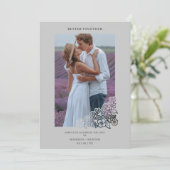Grey Elegant Photo Botanical Frame Wedding (Stehend Vorderseite)