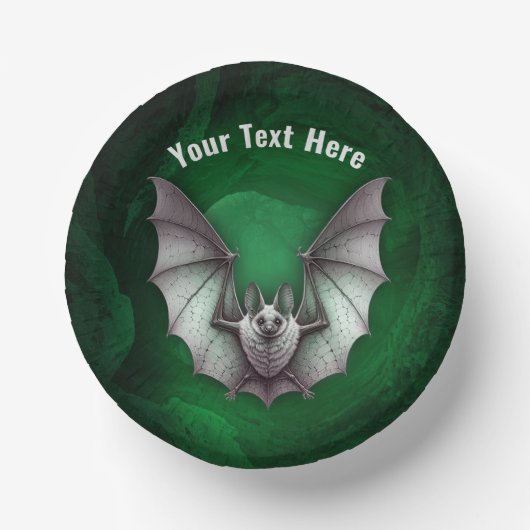 Grey Flying Bat Glowing Green Spooky Cave Pappteller (Vorderseite)