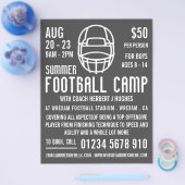 Grey Football Helmet, Football Camp Advertising Flyer (Einzeln)