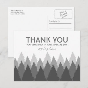 Grey Forest Range Woodland Wedding Vielen Dank Postkarte
