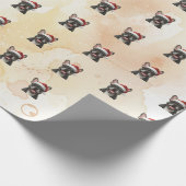 Grey Frenchie Bulldog in Santa Hat Geschenkpapier (Ecke)
