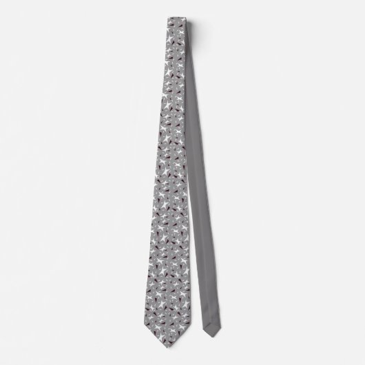 Grey Geo Star & Triangle Pattern Tie Krawatte (Vorderseite)