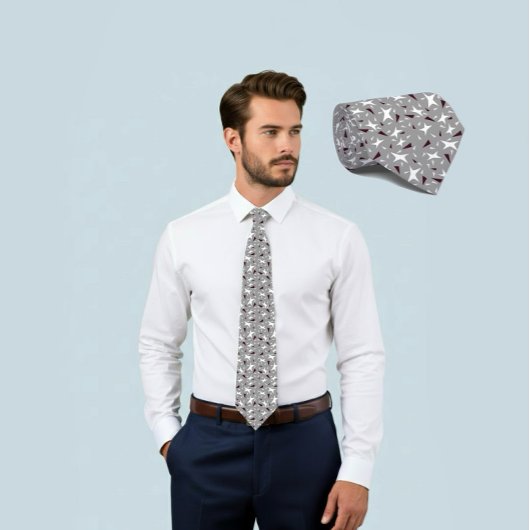 Grey Geo Star & Triangle Pattern Tie Krawatte