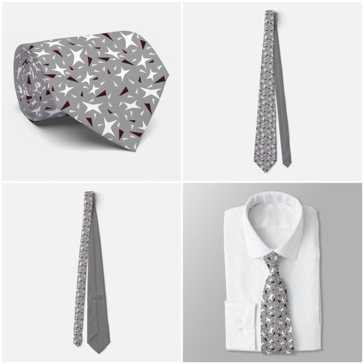 Grey Geo Star & Triangle Pattern Tie Krawatte