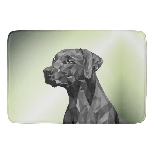 Grey Geometric Dog auf Green Badematte (Vorderseite)