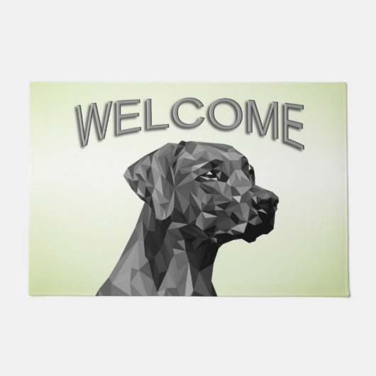Grey Geometric Dog auf Green Fußmatte (Vorderseite)