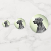 Grey Geometric Dog auf grün Konfetti (Vorderseiten)
