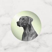 Grey Geometric Dog auf grün Konfetti (Klein Vorderseite)