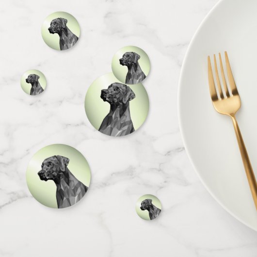 Grey Geometric Dog auf grün Konfetti (Gruppe)
