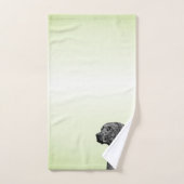 Grey Geometric Dog Green Badhandtuch Set (Handtuch)
