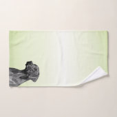 Grey Geometric Dog Green Badhandtuch Set (Handtuch)
