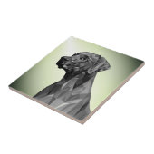 Grey Geometric Dog Green Fliese (Seite)