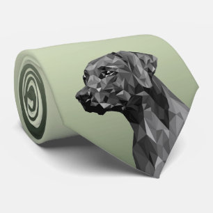 Grey Geometric Dog Green Krawatte