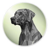 Grey Geometric Dog grün Keramikknauf (Vorderseite)