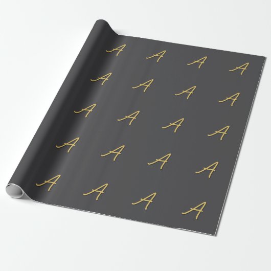 Grey Gold Color Monogram Professional Geschenkpapier (Ungerollt)