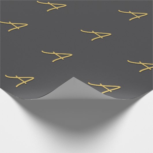 Grey Gold Color Monogram Professional Geschenkpapier (Ecke)