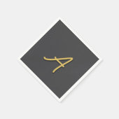 Grey Gold Color Monogram Professional Serviette (Ecke)