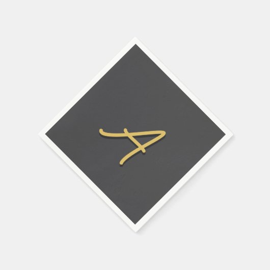 Grey Gold Color Monogram Professional Serviette (Ecke)