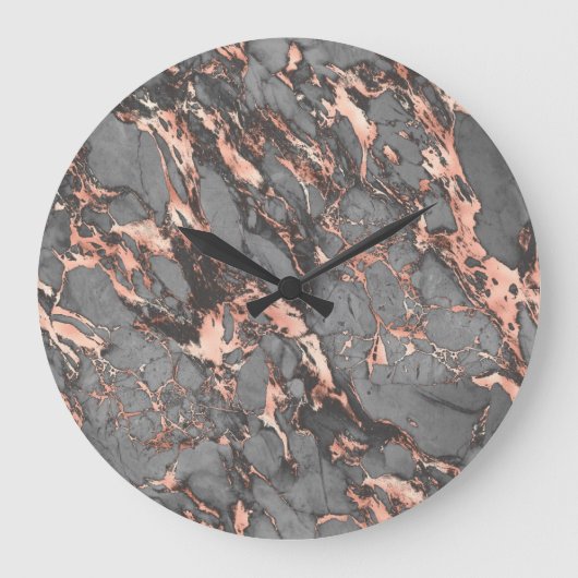 Grey gold rose marble modern design große wanduhr (Vorderseite)