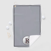 Grey golf ball monogrammed initial custom mens golfhandtuch (Insitu)