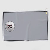 Grey golf ball monogrammed initial custom mens golfhandtuch (Horizontal)
