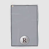 Grey golf ball monogrammed initial custom mens golfhandtuch (Vorderseite)