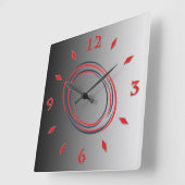 Grey gradient, red dial. square wall clock quadratische wanduhr (Winkel)