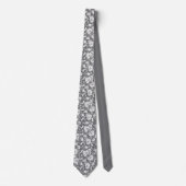 Grey Gray Floral Pattern Custom Necktie Krawatte (Vorderseite)