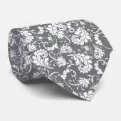 Grey Gray Floral Pattern Custom Necktie Krawatte (Gerollt)