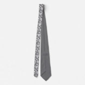 Grey Gray Floral Pattern Custom Necktie Krawatte (Rückseite)