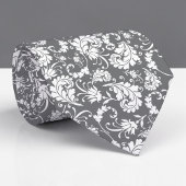 Grey Gray Floral Pattern Custom Necktie Krawatte
