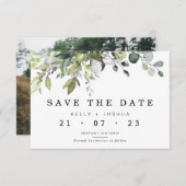 Grey Green Foliage Wedding speichert die Datumskar Einladung (Vorne/Hinten)