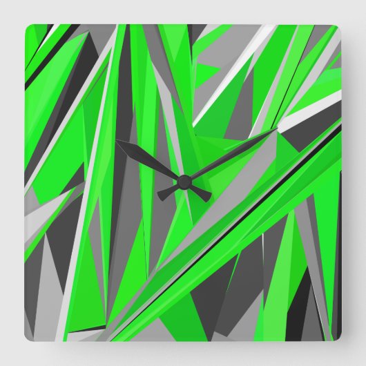 Grey-green geometry quadratische wanduhr (Vorderseite)