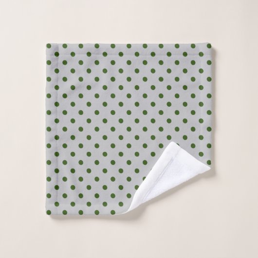 Grey Green Polka Dot Badhandtuch Set (Waschlappen)