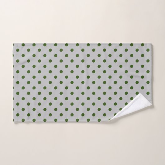 Grey Green Polka Dot Badhandtuch Set (Handtuch)