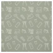 Grey Green Sewing Themed Pattern Stoff (Muster)