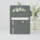 Grey Green Snowberry+Eucalyptus Stem Wedding RSVP Karte (Stehend Vorderseite)