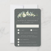 Grey Green Snowberry+Eucalyptus Stem Wedding RSVP Karte (Vorderseite)