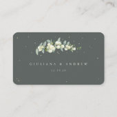Grey Green Snowberry+Eucalyptus Wedding Flat Platzkarte (Rückseite)