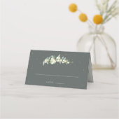 Grey Green Snowberry+Eucalyptus Wedding Platzkarte (Vorderseite)