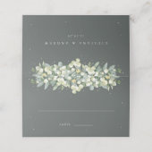 Grey Green Snowberry+Eucalyptus Wedding Platzkarte (Außenseite Aufgefaltet)