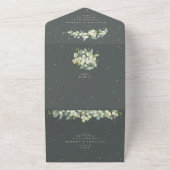 Grey Green Snowberry + Eukalyptus Wedding All In One Einladung (Außenbereich)