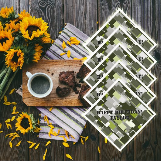 Grey Green Urban Camouflage Paper Napkins Serviette