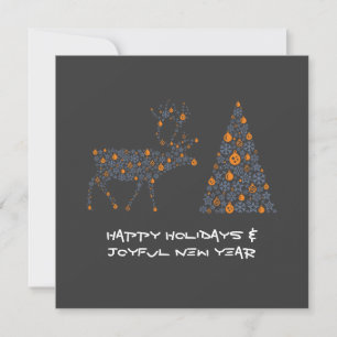 Grey greeting card HAPPY HOLIDAYS JOYFUL NEW YEAR Feiertagskarte