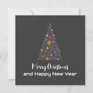 Grey greeting card Merry Christmas Happy New Year Feiertagskarte