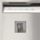 Grey Greyhound Dog Art Magnet (In Situ (Geschirrspüler))