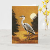 Grey Heron Greetings Card Karte (Gelbe Blume)
