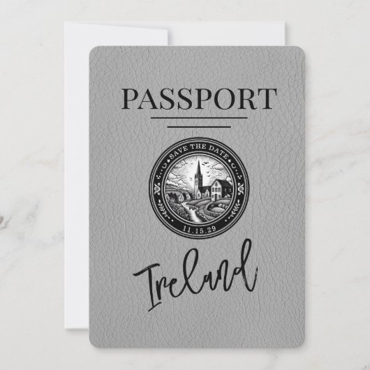 Grey Ireland Passport Save the Date (Vorderseite)