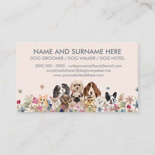 Grey Ivory Pet Grooming Hunde Sitters Groomer Visitenkarte (Rückseite)